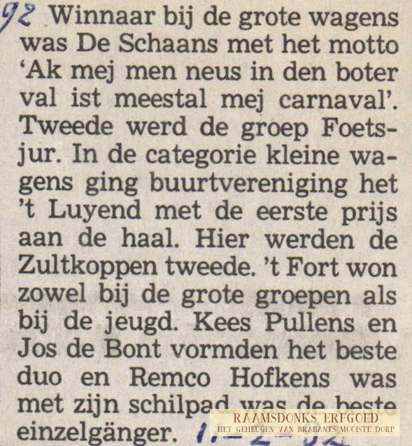 1992-03-11 -De Stem- Uitslag optocht