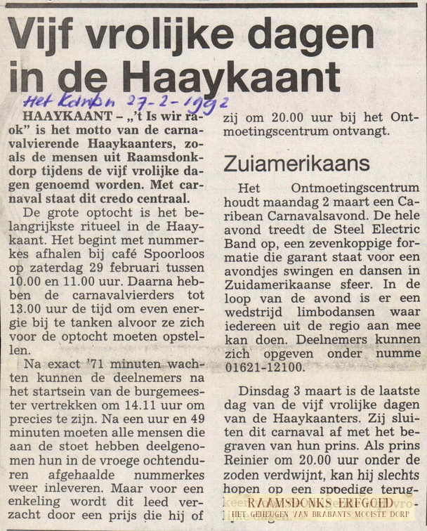 1992-02-27 -Het Kanton- programma carnaval