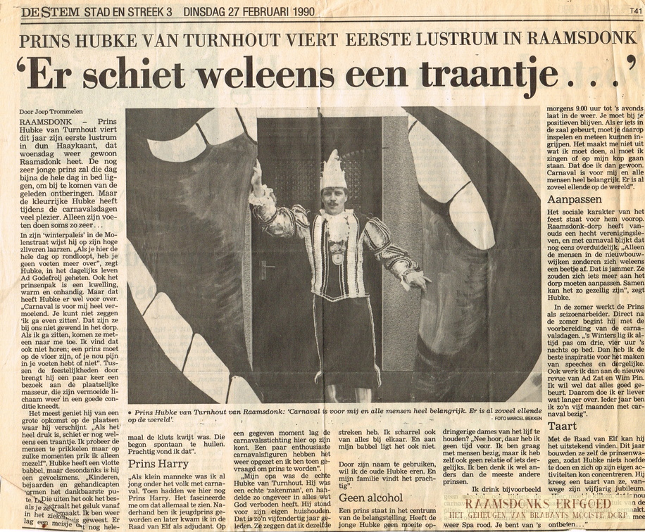 1990-02-27 -De Stem- Lustrum Prins Huibke van Turnhout