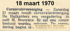 1970-03-18 -De Stem- Aankondiging vergadering carnavalsvereniging Haikanters